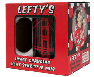 Lefty's Coffee Mug Blue Terra Cotta Left Handed Dribble Humorous Gift Cup￼